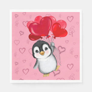 Valentine Penguin  Napkin