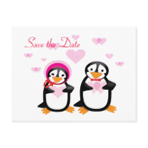 Valentine Penguins Save The Date Postcards