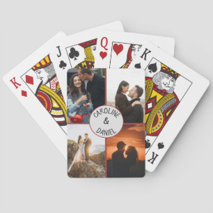 Valentine personalized photo collage and names playing cards