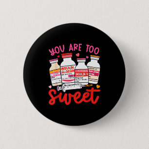 Valentine Pharmacist Diabetic Nurse Insulin Diabet 2 Inch Round Button