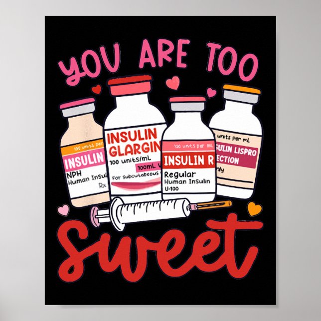 Valentine Pharmacist Diabetic Nurse Insulin Diabet Poster (Front)