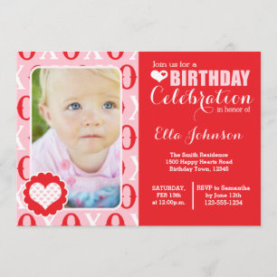 Valentine Photo Birthday Party Invitation