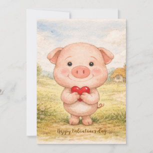 Valentine Pig Holiday Card