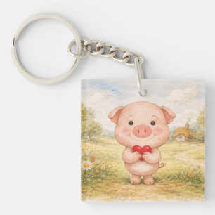 Valentine Pig Keychain