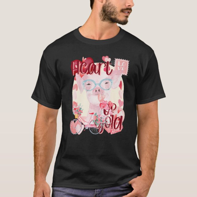 Valentine Pig Simply Watercolor Southern Colours C T-Shirt (Front)