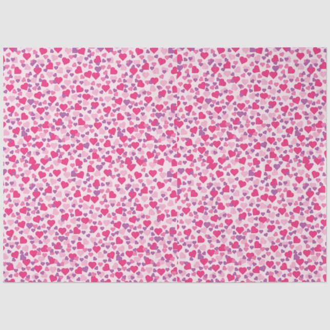 Valentine Pink and Purple Hearts Tissue Paper (Front)
