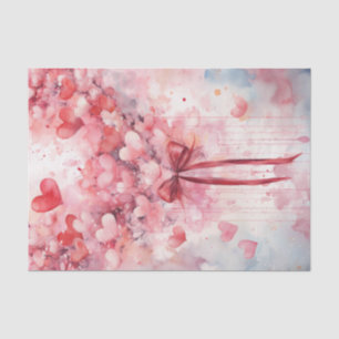 Valentine Pink and Red Hearts and Ribbon Tissue Paper