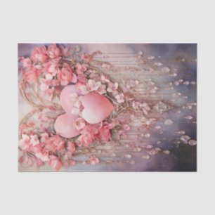 Valentine Pink and Red Hearts and Roses Tissue Paper