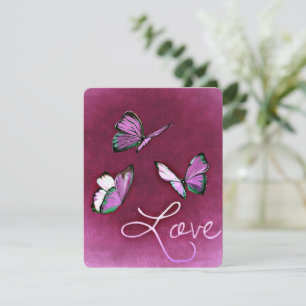 Valentine Pink Butterflies Flying Romantic Holiday Card