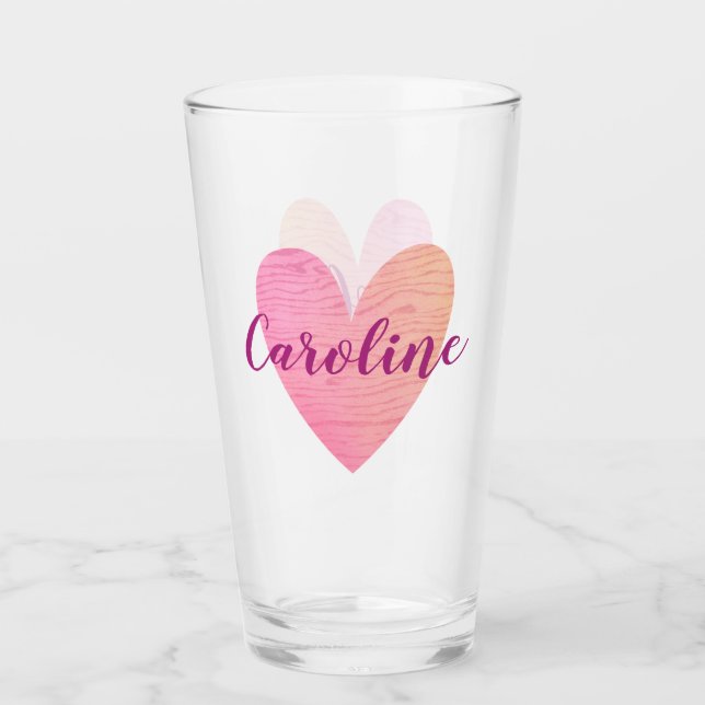 Valentine Pink Heart Glass (Front)