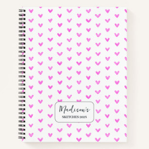 Valentine Pink Hearts Personalized Notebook