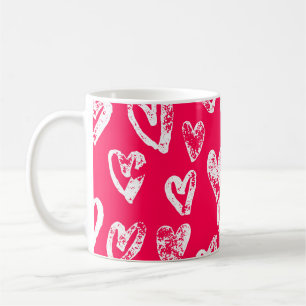 Valentine Pink Hearts: Sketch Background Coffee Mug