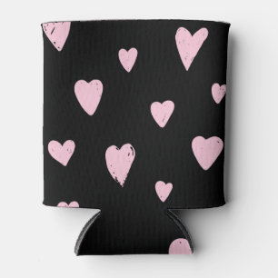 Valentine Pink Hearts: Vintage Love. Can Cooler