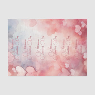 Valentine Pink Hearts With Love On Valentine's Day Tissue Paper