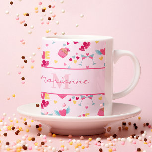 Valentine Pink Love Letters Pattern Elegant Name Coffee Mug