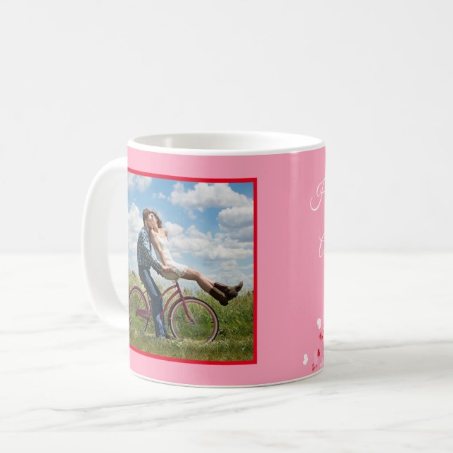 Valentine Pink Personalize PHOTO TEMPLATE Gift Coffee Mug (Front Left)