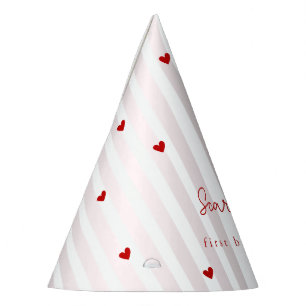 Valentine Pink Red Hearts Little Sweetheart Party Hat
