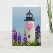 Valentine Pink Watercolor Heart Initial Lighthouse