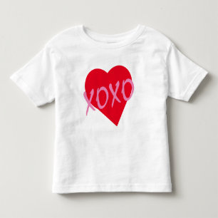 Valentine Pink XOXO Hugs Kisses Red Heart  Toddler T-shirt