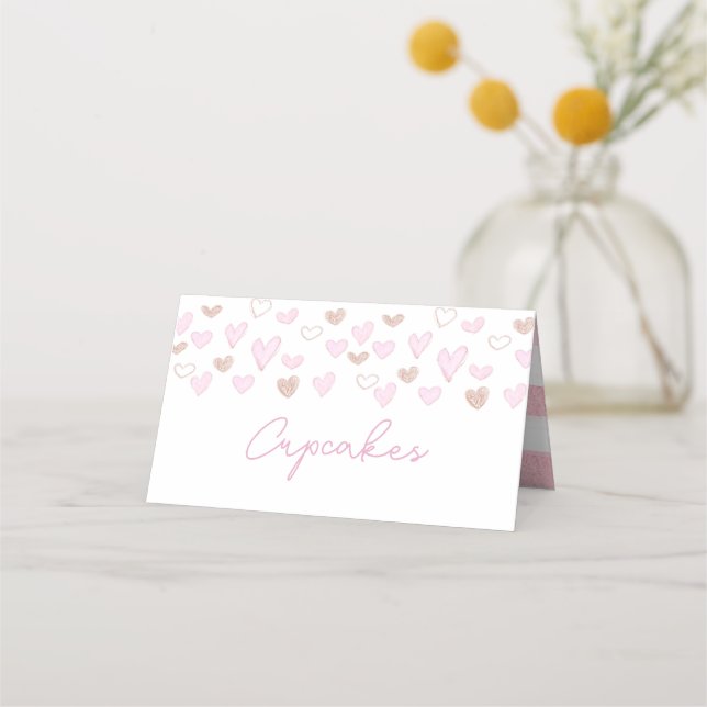Valentine place setting, valentine food labels card (Front)