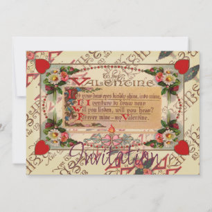 Valentine Poem With Flowers Invitation