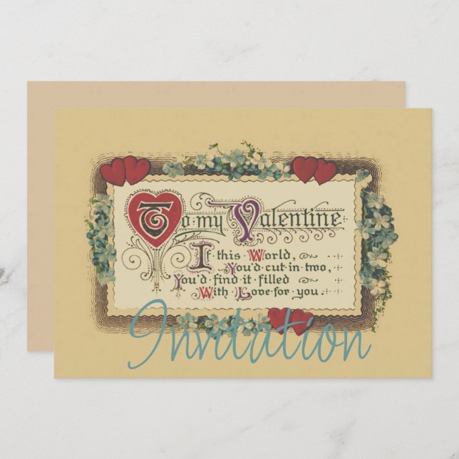 Valentine Poem With Hearts Invitation (Front/Back)
