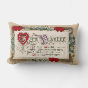 Valentine Poem With Hearts Lumbar Pillow