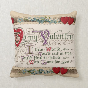 Valentine Poem With Hearts Throw Pillow
