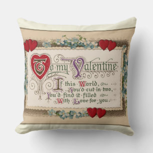 Valentine Poem With Hearts Throw Pillow