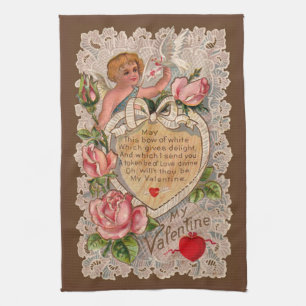 Valentine Poem With Lace Kitchen Towel