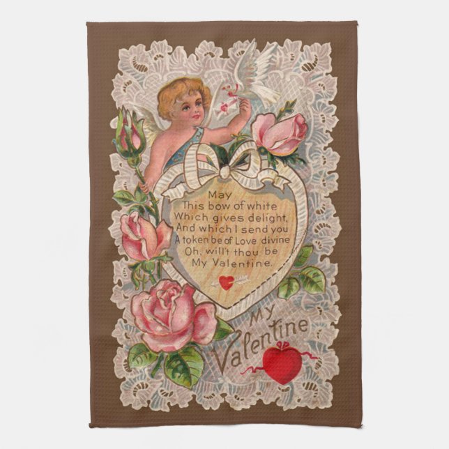 Valentine Poem With Lace Kitchen Towel (Vertical)
