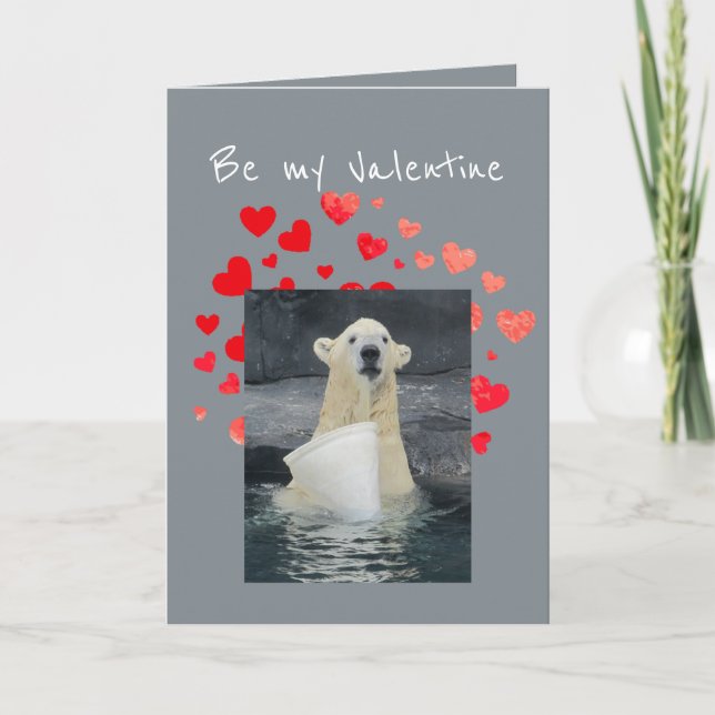 Valentine Polar Bear Bucket of Naughty Fun Humour Holiday Card (Front)