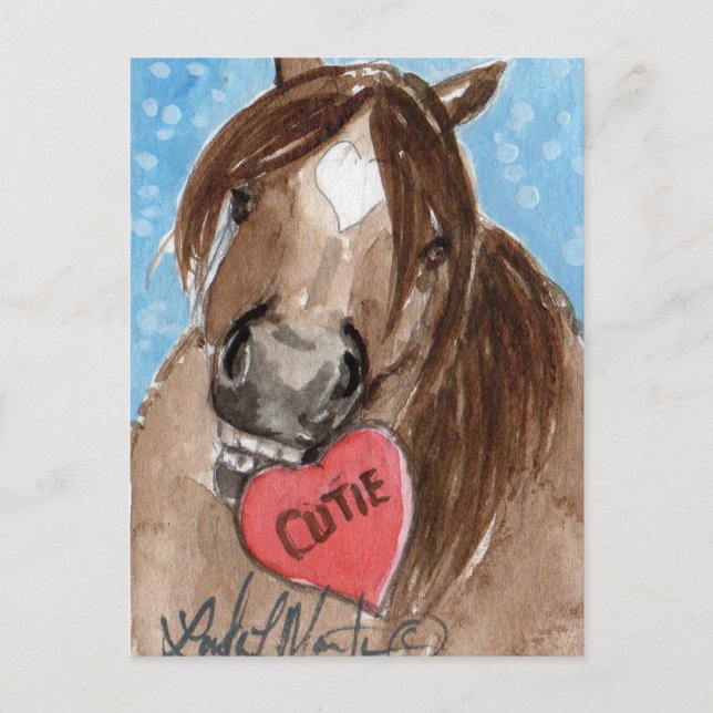 Valentine Pony Postcard Brown (Front)