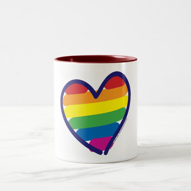 Valentine Pride Rainbow Two-Tone Coffee Mug (Center)