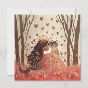 Valentine princess & her kitty cat card