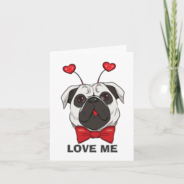 Valentine Pug Dog Card (Front)