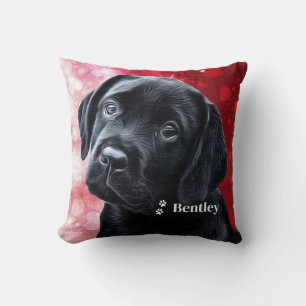 Valentine Puppy - Black Labrador - Lab Puppy Throw Pillow