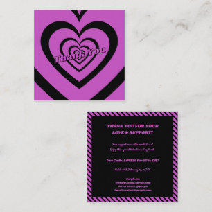 Valentine Purple Black Hypnotic Heart Thank You  Square Business Card