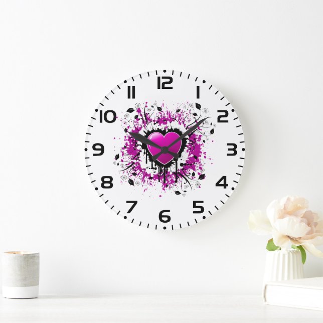 Valentine Purple Heart Large Clock (Creator Uploaded)
