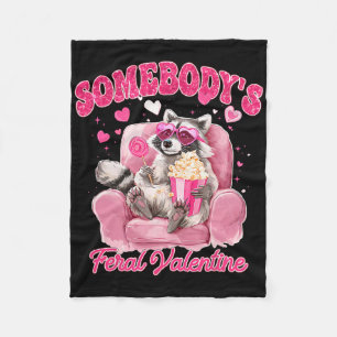 Valentine Raccoon Heart Gles Lollipop Somebody's F Fleece Blanket