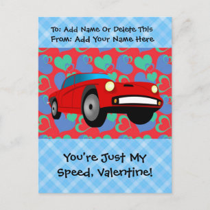 Valentine Race Car Holiday Postcard