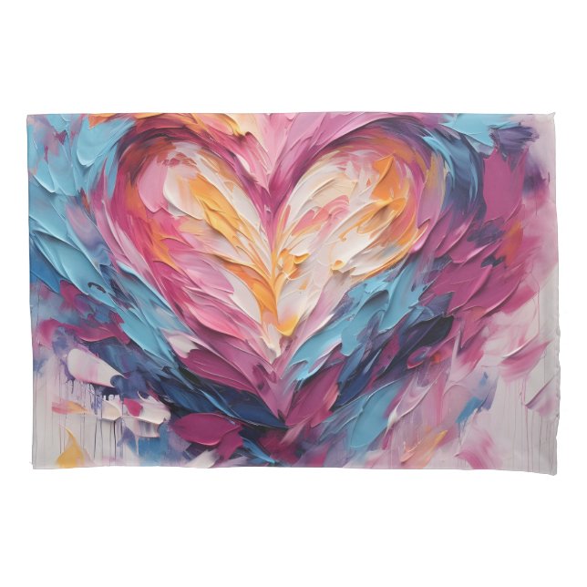 Valentine Radiant Love Heart Splash Pillowcase (Front)