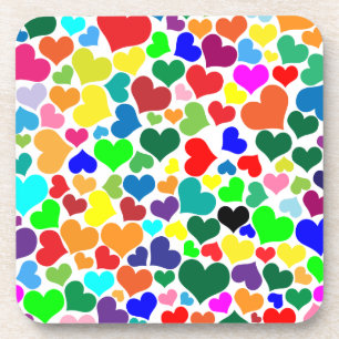 valentine rainbow hearts coaster