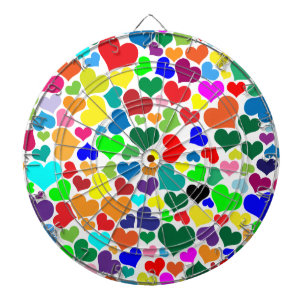 valentine rainbow hearts dartboard
