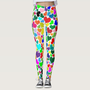 valentine rainbow hearts leggings