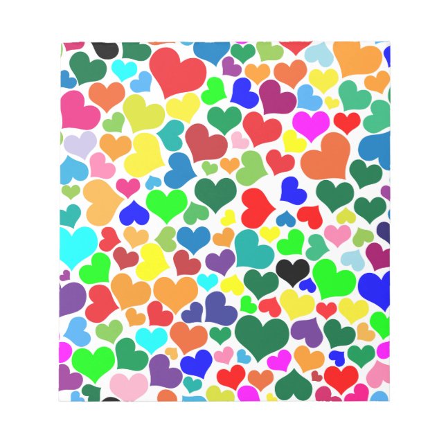 valentine rainbow hearts notepad (Front)