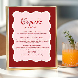 Valentine Red and pink Cupcake flavors sign