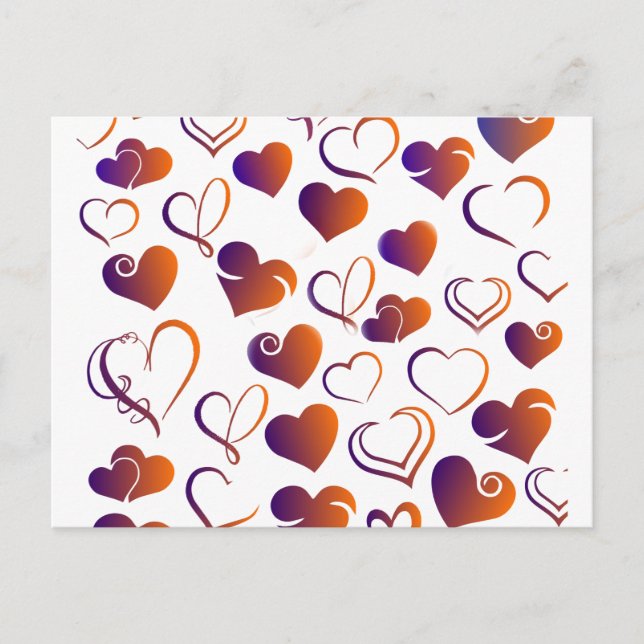 Valentine Red And Purple Heart Pattern Postcard (Front)