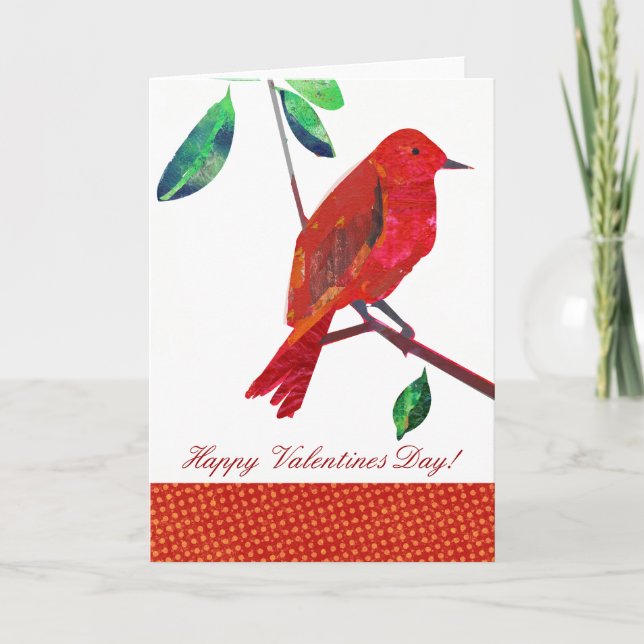 Valentine Red Bird Holiday Card (Front)