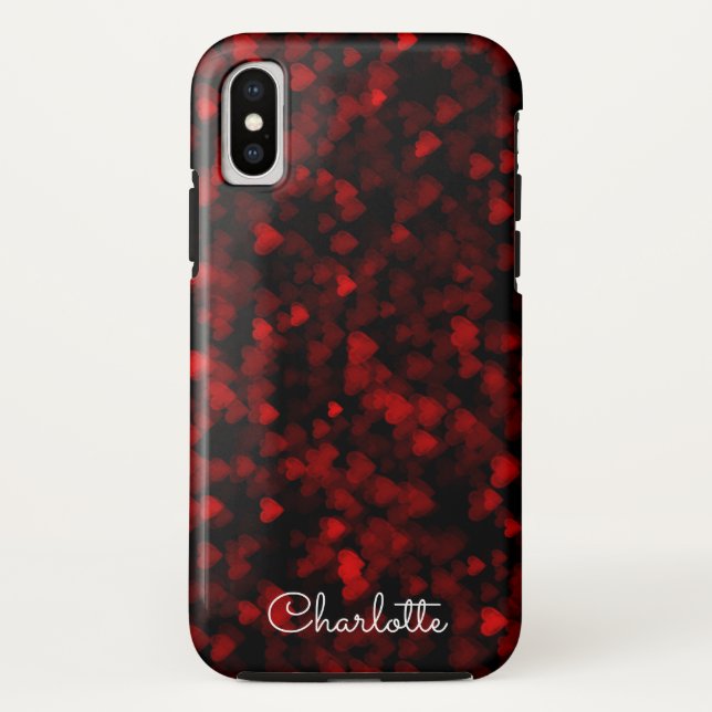 Valentine Red Bokeh Hearts Case-Mate iPhone Case (Back)